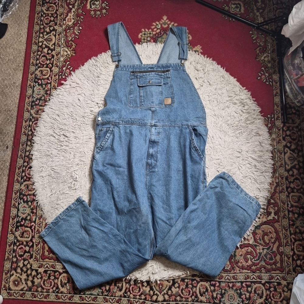 Vintage Overalls Denim Jean Blue Bear River Workwear Tool Pockets Carpenter ✨️💫